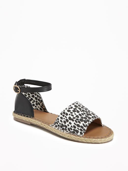 Old Navy Ankle Strap Espadrilles For Women - Black Animal