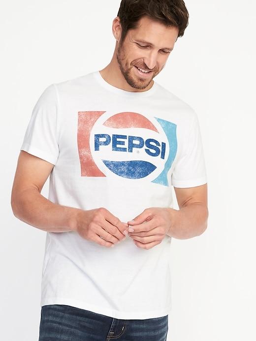 Old Navy Mens Pepsi Crew-neck Tee For Men Cream Size L