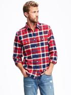 Old Navy Regular Fit Plaid Flannel Pocket Shirt For Men - Robbie Red