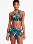 Old Navy Womens High-neck Lace-up Halter Swim Top For Women Multi Floral Size M