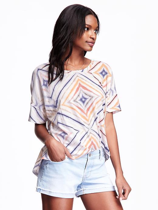 Old Navy Relaxed Boatneck Tee For Women - Multi Print