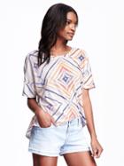 Old Navy Relaxed Boatneck Tee For Women - Multi Print