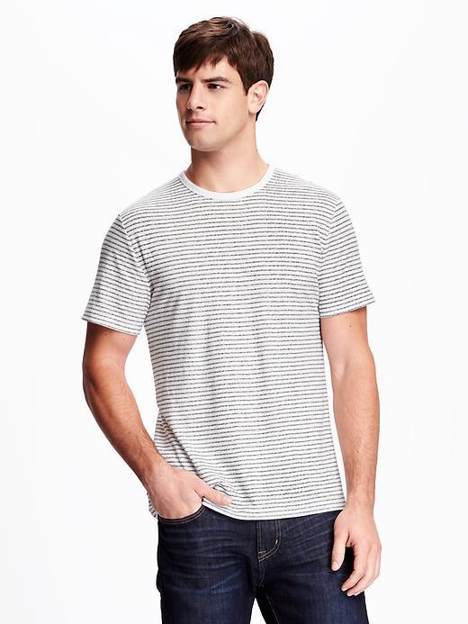 Old Navy Linen Blend Crew Neck Tee For Men - Cream