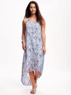 Old Navy Chiffon Hi Lo Trapeze Maxi Dress For Women - Blue Coral Top