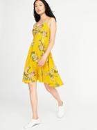 Old Navy Womens Fit & Flare Cami Dress For Women Yellow Floral Size Xl