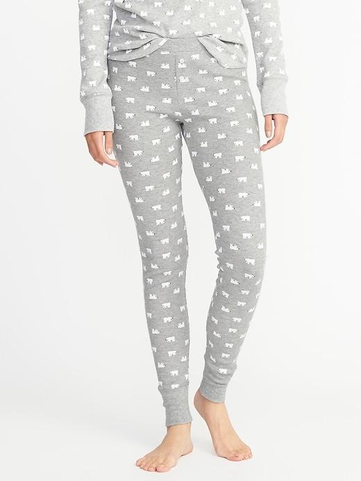 Old Navy Womens Patterned Thermal Sleep Leggings For Women Bear Size L