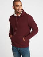 Old Navy Mens Sherpa-lined Thermal-knit Pullover Hoodie For Men Red Wine Vinegar Size Xs