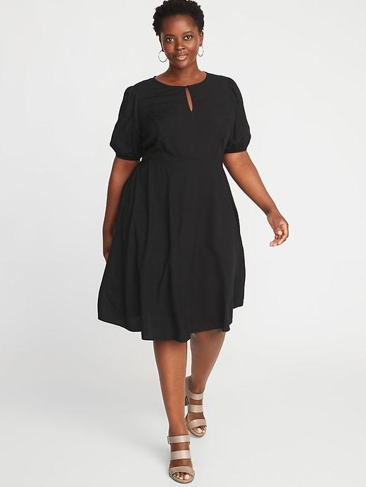 Old Navy Womens Keyhole Fit & Flare Plus-size Dress Black Size 1x