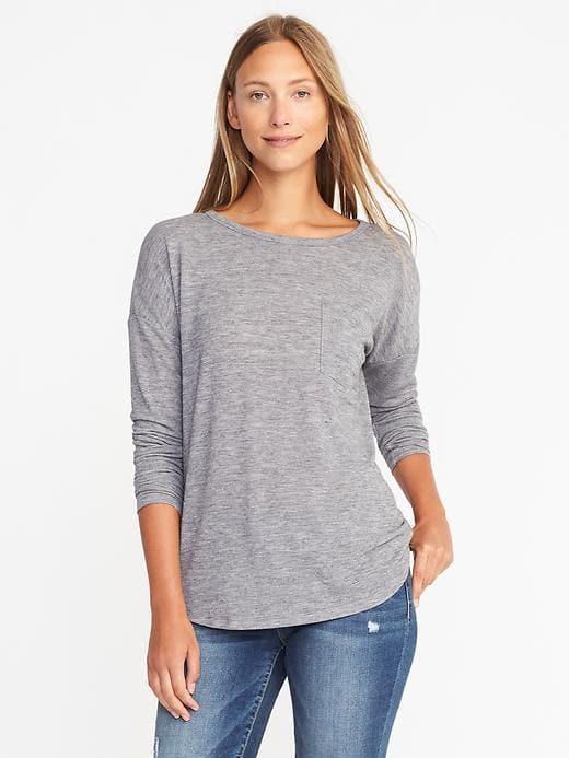 Old Navy Loose Sweater Knit Jersey Top - Heather Gray