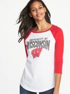 Old Navy Womens College-team 3/4-length Raglan Tee For Women Wisconsin Size Xs