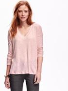 Old Navy Boxy V Neck Sweater Size L Tall - Dust Bunny Pink