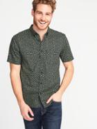 Old Navy Mens Slim-fit Built-in Flex Botanical-print Classic Shirt For Men Buggin'; Out Size M