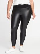 Old Navy Womens High-rise Zip-pocket Faux-leather/ponte Plus-size Street Leggings Black Size 4x