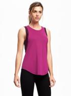 Old Navy Go Dry Performance Mesh Pieced Muscle Tank For Women - Lingonberry Jam
