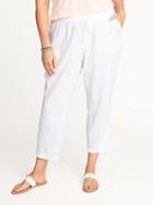 Old Navy Womens Plus-size Linen-blend Cropped Soft Pants Bright White Size 3x