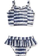 Old Navy Indigo Print Tankini - Light Blue Print