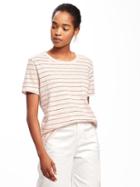Old Navy Slub Knit Cropped Boyfriend Tee For Women - Multi Stripe