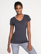 Old Navy Womens Semi-fitted Performance Tee For Women Soft Black Stripe Size Xl