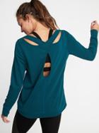 Old Navy Womens Relaxed French-terry Keyhole-back Sweatshirt For Women Tealing Green Size S