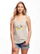 Old Navy Relaxed Graphic Tank For Women - Light Heather Gray