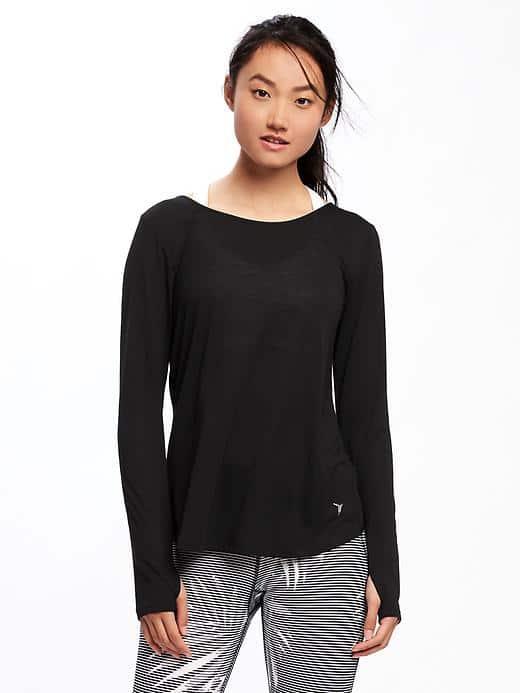 Old Navy Go Dry Surplice Back Top For Women - Black