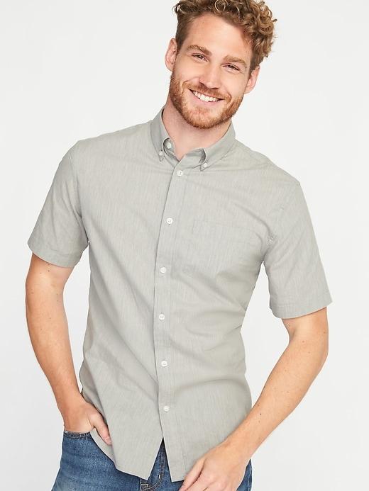 Old Navy Mens Slim-fit Built-in Flex Shirt For Men Heather Gray Size Xl