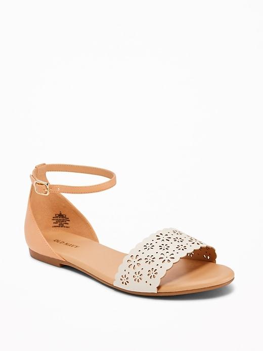 Old Navy Womens Laser-cut Peep-toe Sandals For Women Bone Size 8