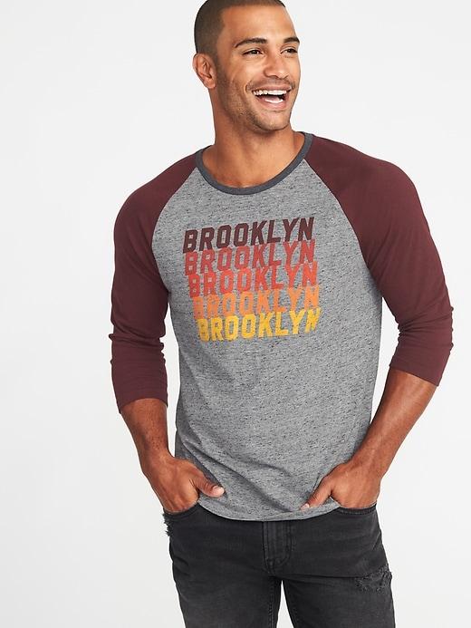 Old Navy Mens Brooklyn Graphic 3/4-sleeve Tee For Men Medium Gray Size Xs