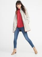 Old Navy Womens Long Sherpa Faux-suede Lined Coat For Women Cloud Nine Size M
