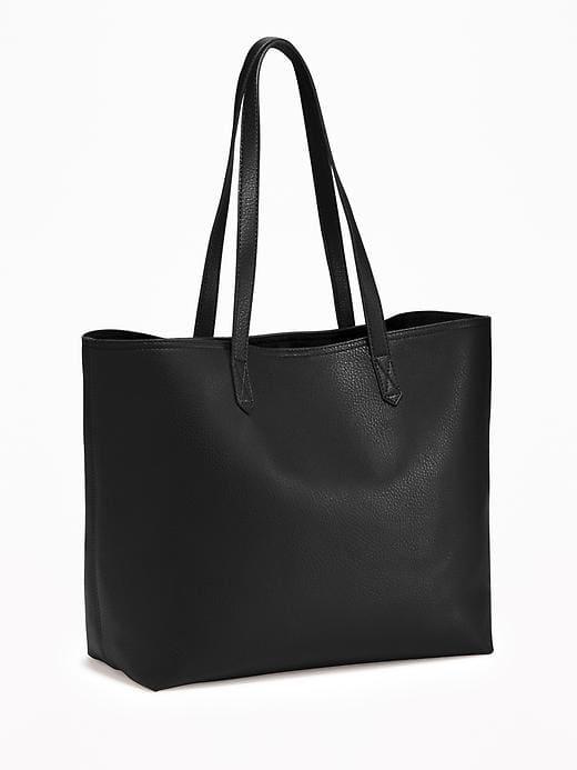 Old Navy Womens Faux-leather Tote For Women Black Size One Size