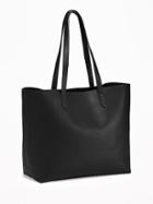 Old Navy Womens Faux-leather Tote For Women Black Size One Size
