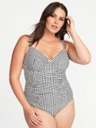 Old Navy Womens Smooth & Slim Plus-size Underwire Swimsuit Gingham Size 4x