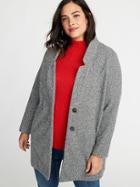 Old Navy Womens Textured Boucl Plus-size Button-front Coat Heather Gray Size 2x