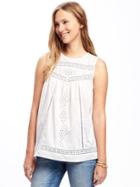 Old Navy Relaxed Lace Trim Sleeveless Top For Women - Cream