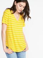 Old Navy Womens Luxe Curved-hem V-neck Tee For Women Yellow Sunshine Size Xxl