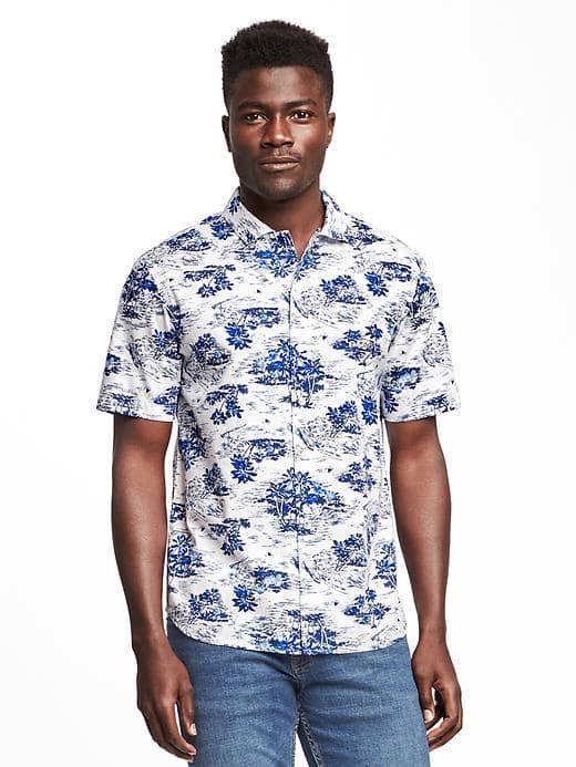 Old Navy Slim Fit Getaway Shirt For Men - Cream