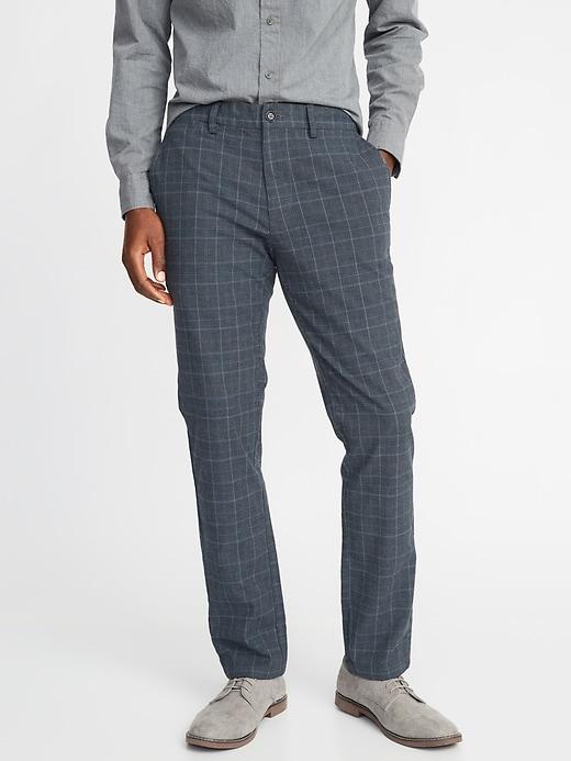 Old Navy Mens Slim Built-in Flex Ultimate Khakis For Men Charcoal Plaid Size 29w