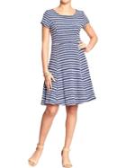 Old Navy Womens Striped Terry Fleece Dresses Size L Tall - Dark Blue Stripe
