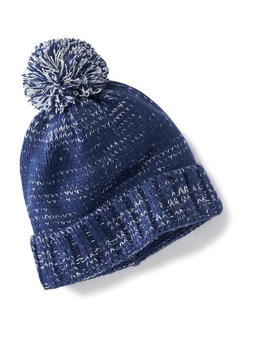 Old Navy Patterned Pom Pom Beanie Size One Size - Blue/green Stripe