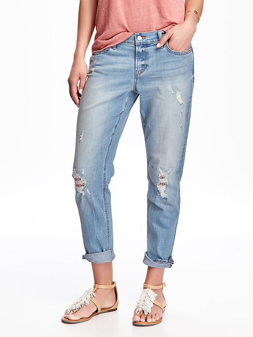 Old Navy Distressed Boyfriend Skinny Jeans For Women - Destructed Nomad