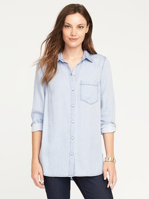 Old Navy Relaxed Tencel Shirt For Women - Night Flight