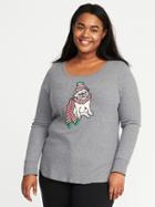 Old Navy Womens Relaxed Plus-size Waffle-knit Top Heather Gray Size 1x