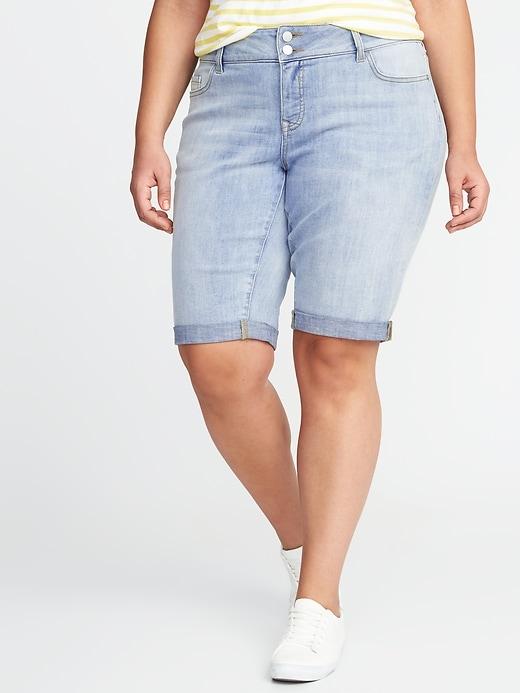 Old Navy Womens Smooth & Slim Plus-size Denim Bermudas Light Wash Size 16