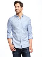 Old Navy Slim Fit Summer Weight Oxford Shirt For Men - Flag