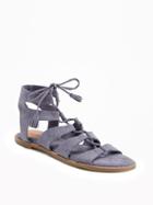 Old Navy Lace Up Gladiator Sandals For Women - Blue Dusk