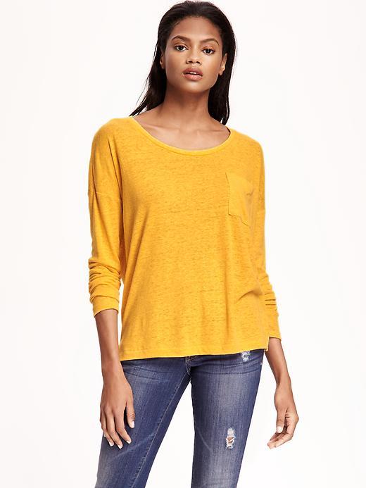 Old Navy Linen Blend Boyfriend Tee For Women - Yellow Shimmy