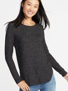 Old Navy Womens Relaxed Plush-knit Tee For Women Dark Charcoal Gray Size Xs