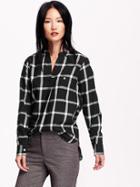 Old Navy Womens Classic Split Neck Flannel Pullover Size M Tall - Black/white