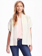 Old Navy Mixed Textured Open Front Cardigan For Women - Polar Bear