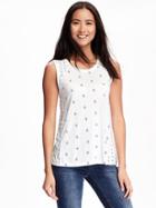 Old Navy Relaxed Printed Muscle Tank For Women - White